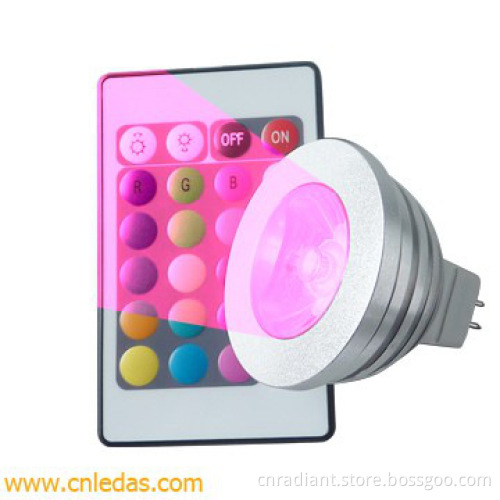 3W MR16 led mood light, 16-colors, IR remote controlled 4-7m distance